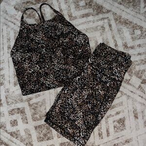 High-Neck Printed athletic set Brown/Black Print